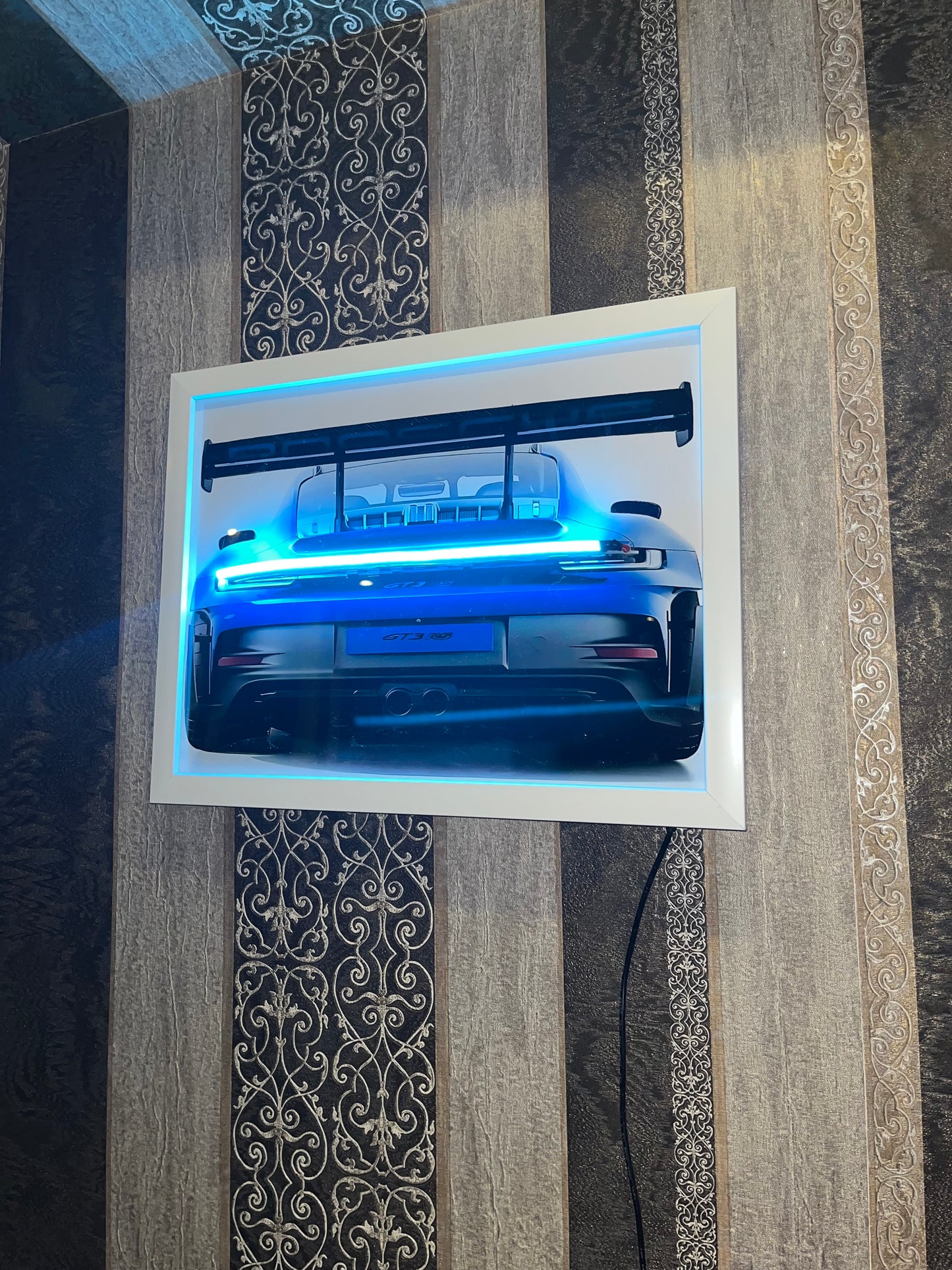 Blue Porche neon poster