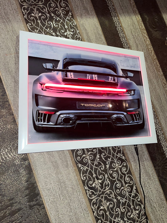 Neon gray porche poster