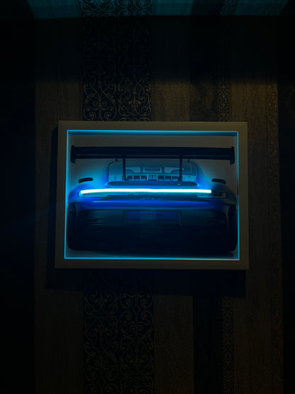 Blue Porche neon poster