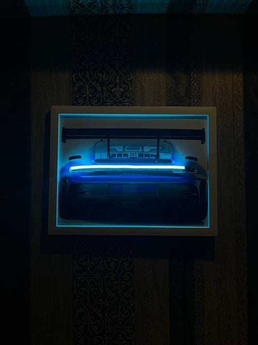 Blue Porche neon poster