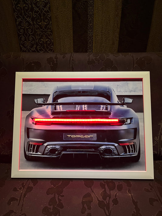 Neon gray porche poster