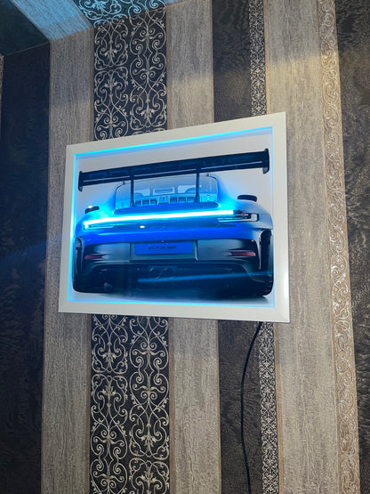 Blue Porche neon poster