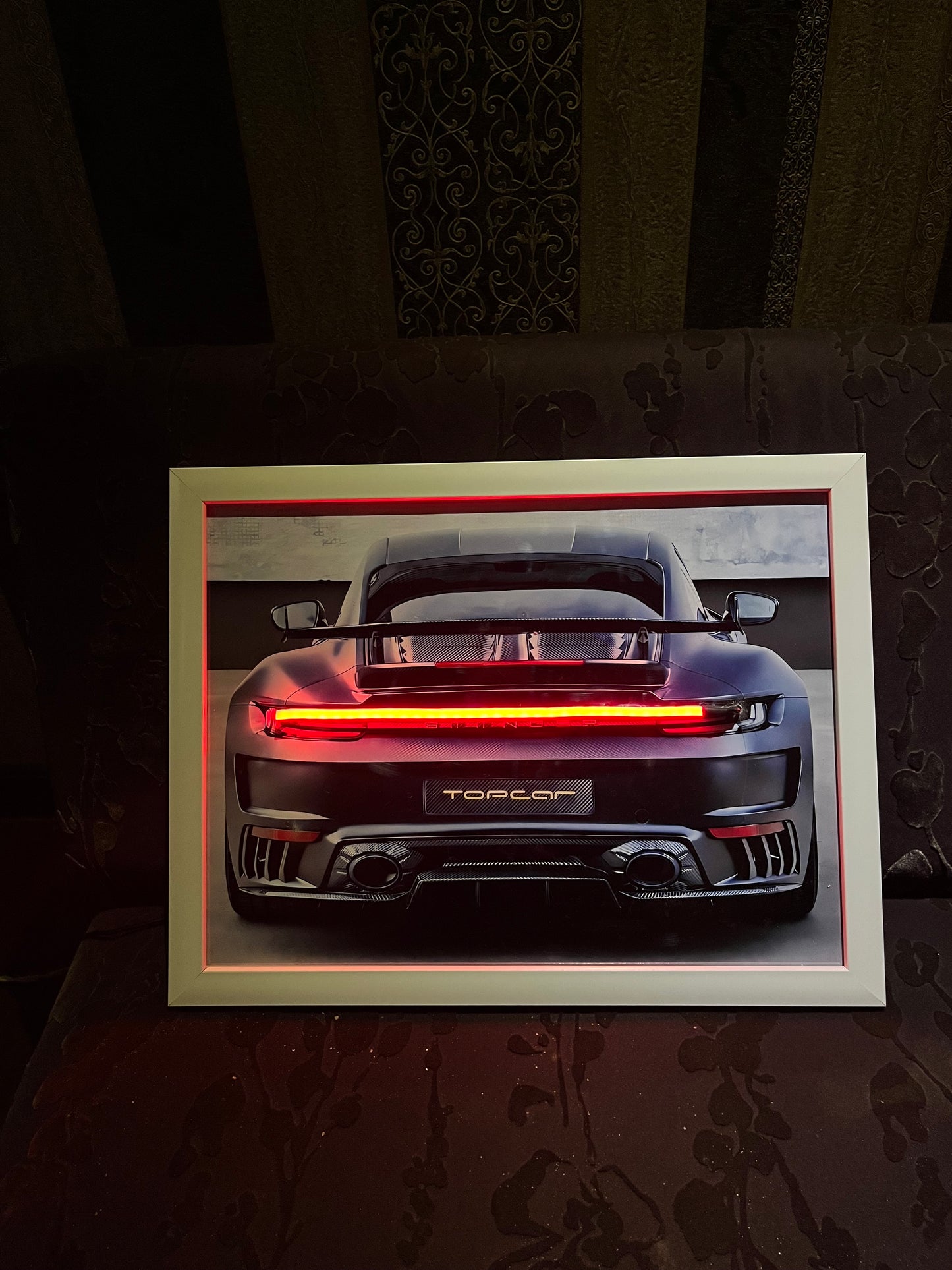 Neon gray porche poster