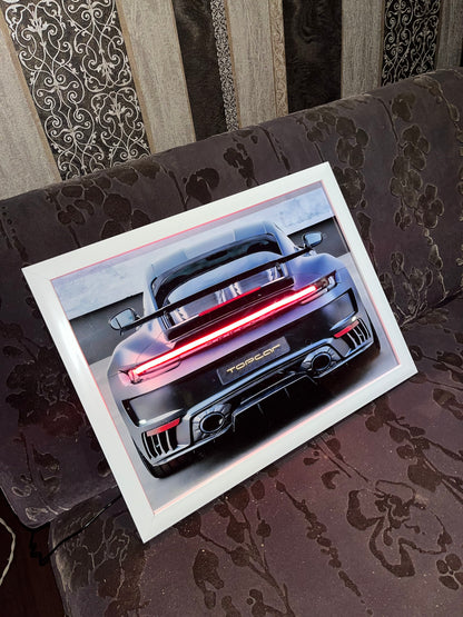 Neon gray porche poster