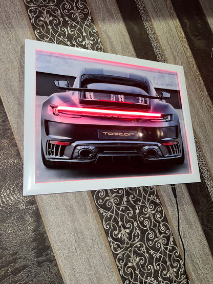 Neon gray porche poster