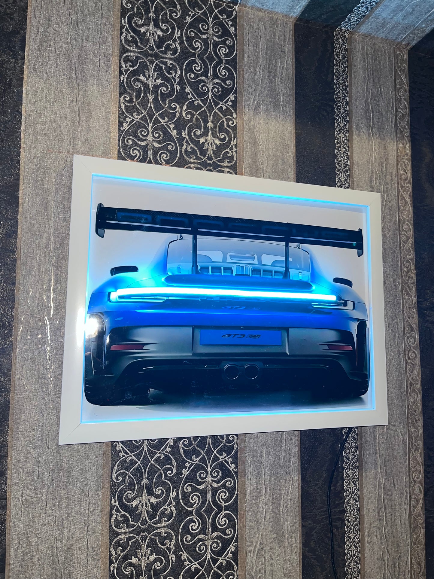 Blue Porche neon poster