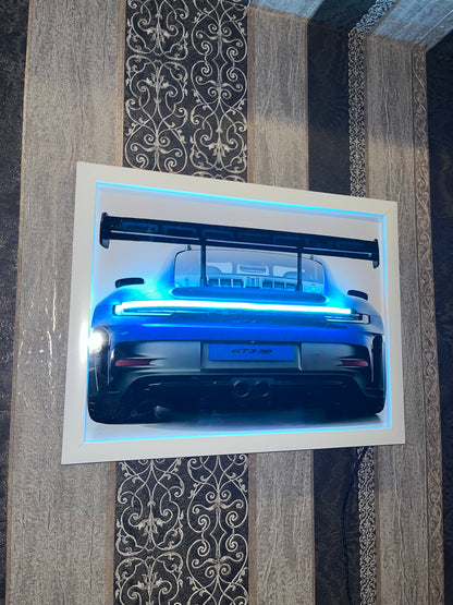 Blue Porche neon poster